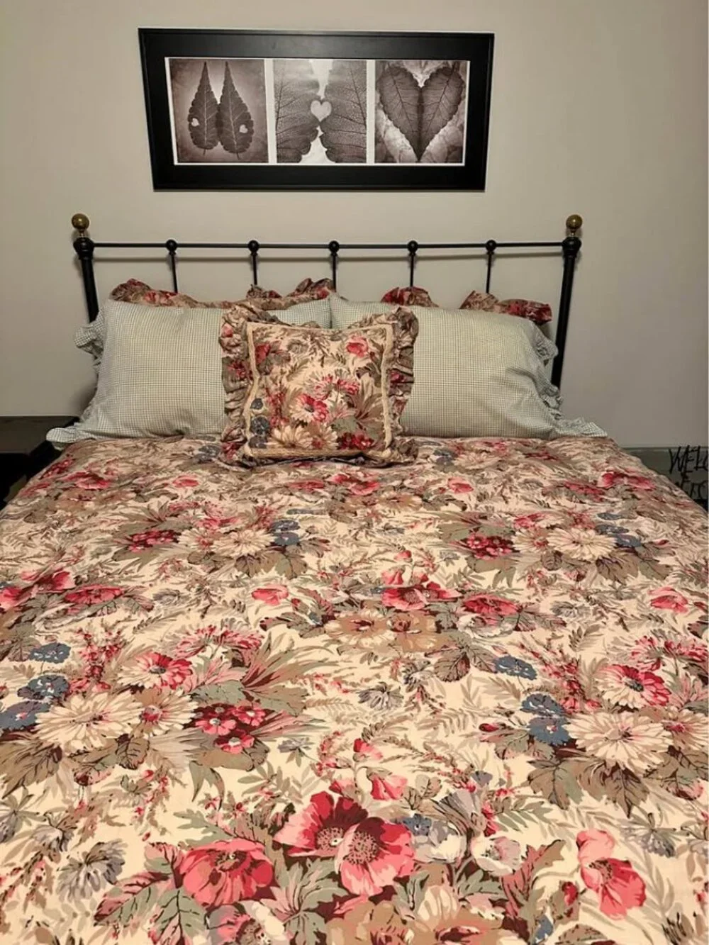 Ralph Lauren Coastal Garden Floral Ruffled Queen Duvet Cover 4 Piece Set
